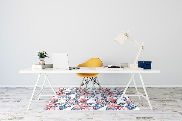 Chair mat floor panels protector painted flamingo