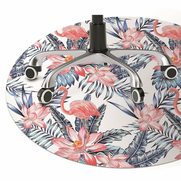 Chair mat floor panels protector painted flamingo