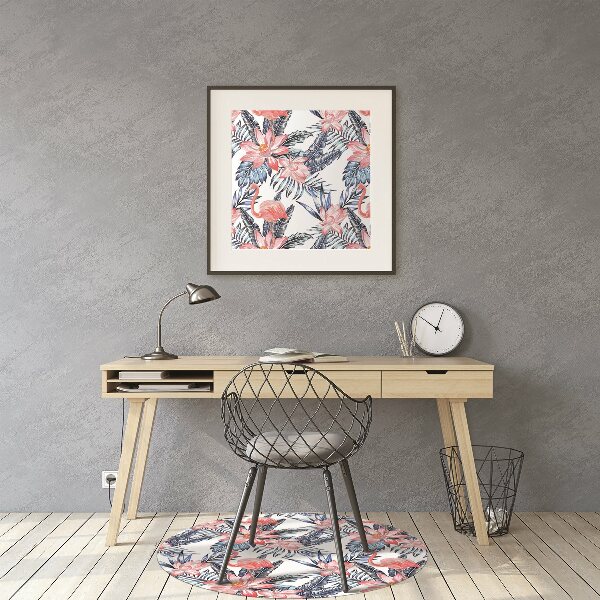 Chair mat floor panels protector painted flamingo
