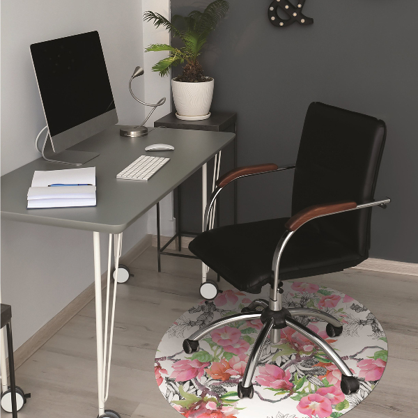 Office chair mat flowers watercolors