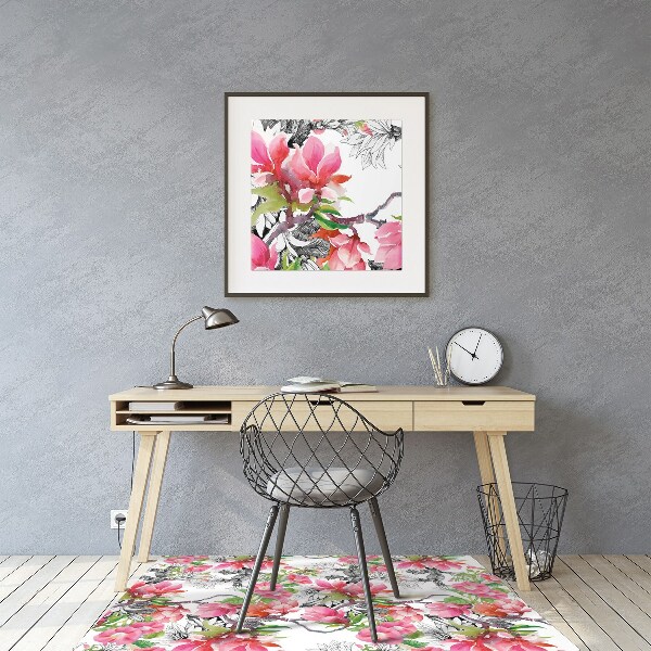 Office chair mat flowers watercolors