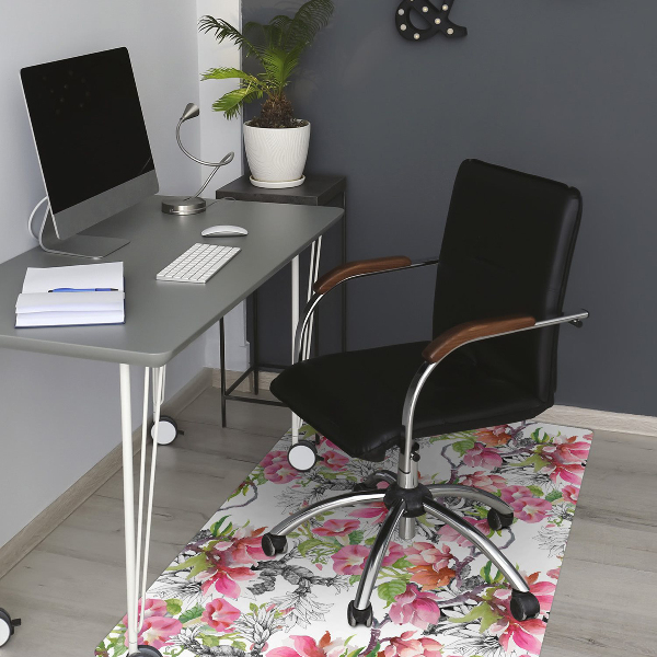 Office chair mat flowers watercolors