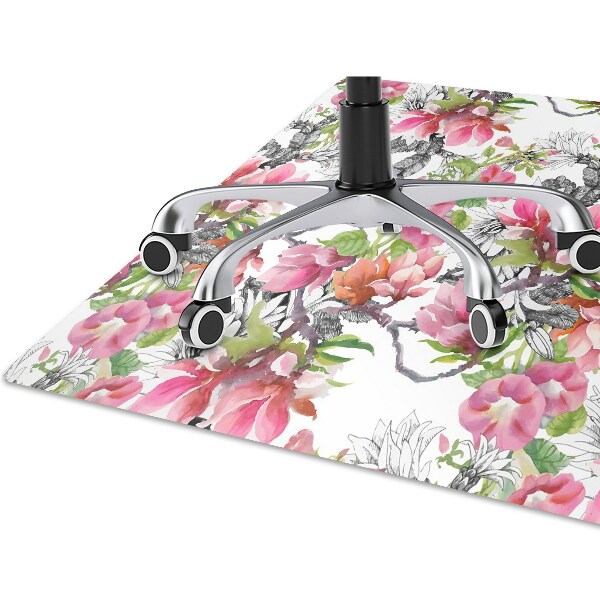 Office chair mat flowers watercolors