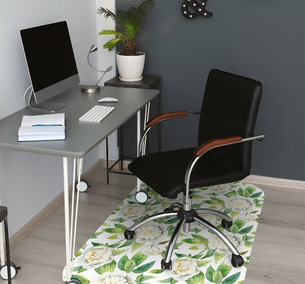 Office chair mat Peonies