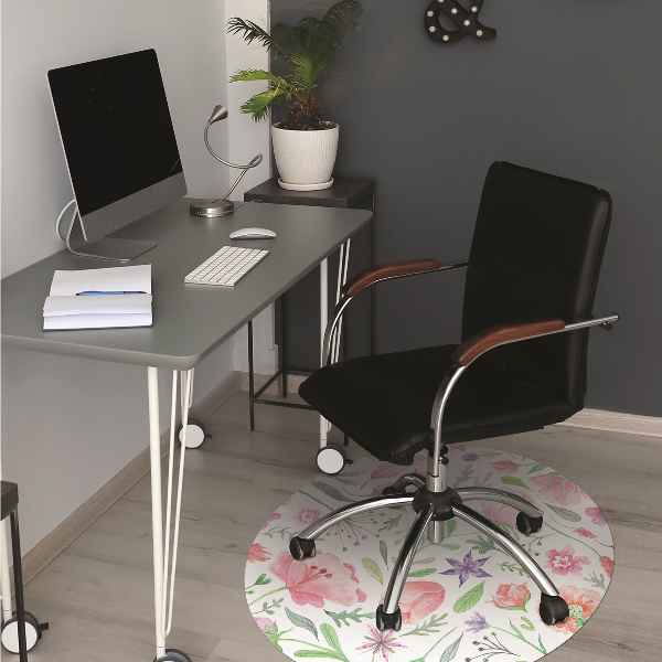 Office chair mat painted flowers