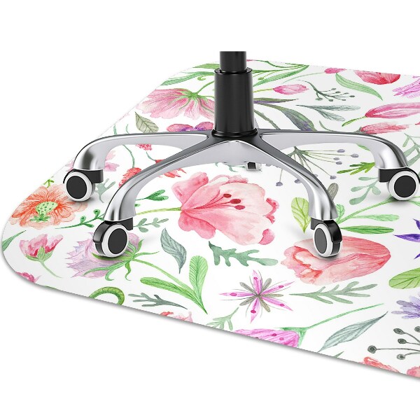Office chair mat painted flowers