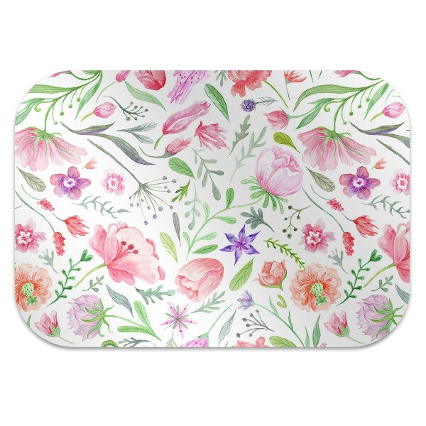 Office chair mat painted flowers
