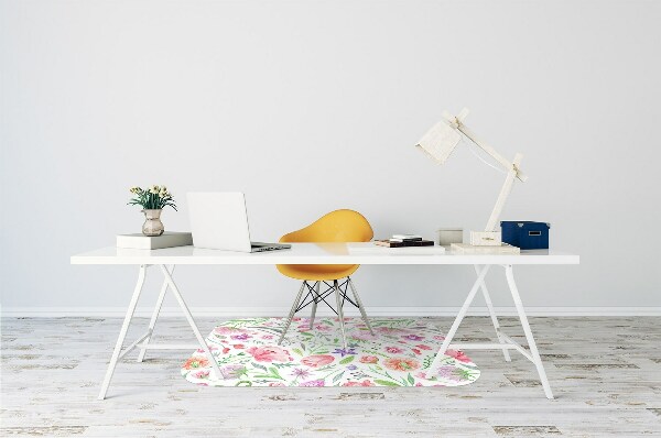 Office chair mat painted flowers