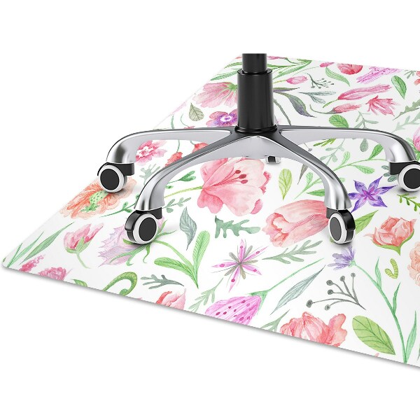 Office chair mat painted flowers