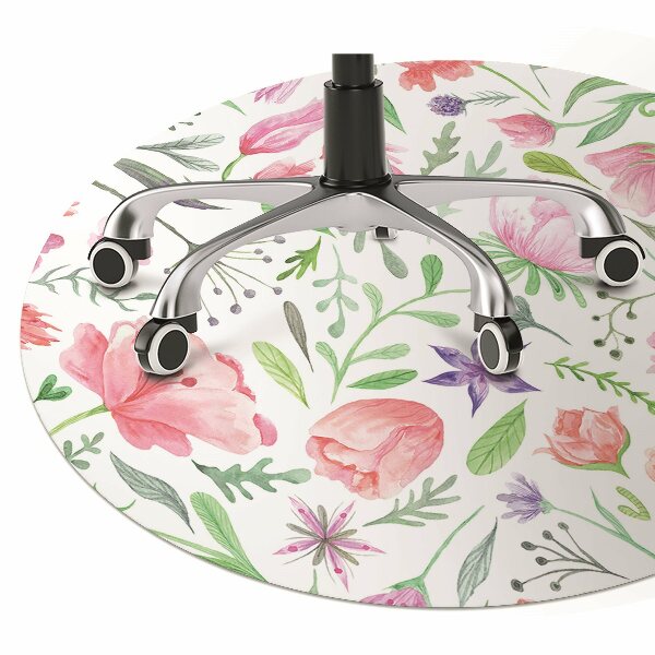 Office chair mat painted flowers
