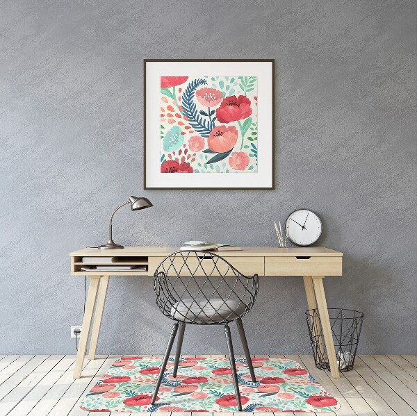 Office chair floor protector Poppy seed flower