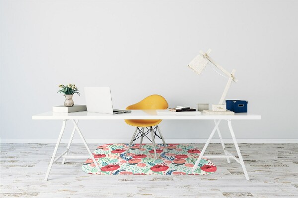 Office chair floor protector Poppy seed flower