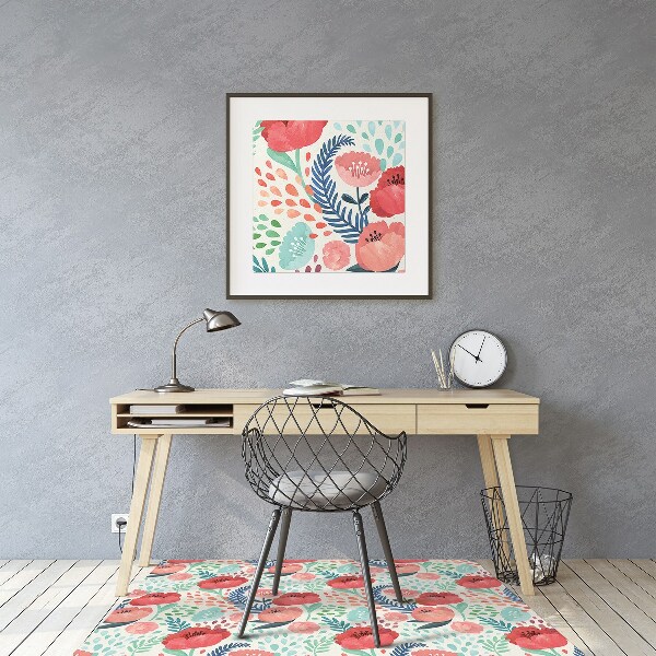 Office chair floor protector Poppy seed flower