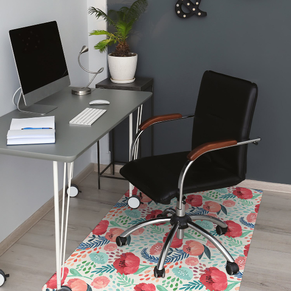 Office chair floor protector Poppy seed flower