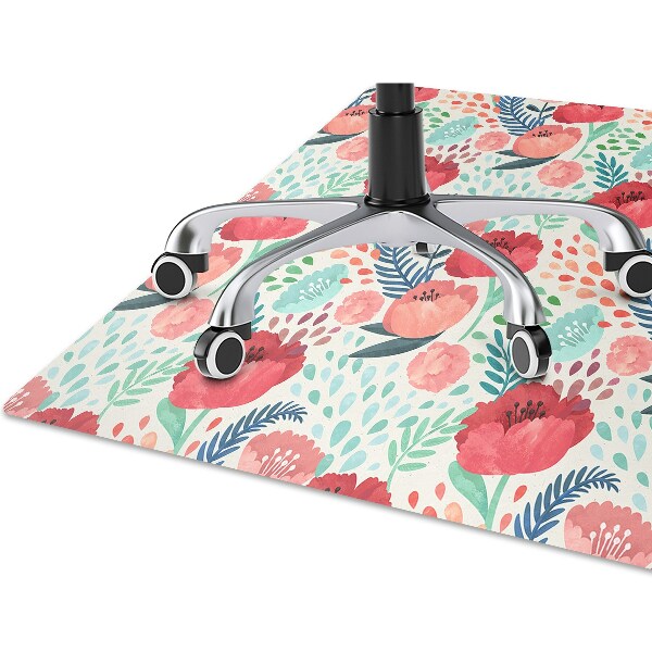 Office chair floor protector Poppy seed flower