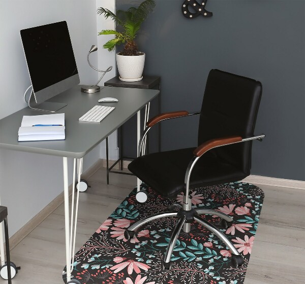 Office chair floor protector vintage flowers
