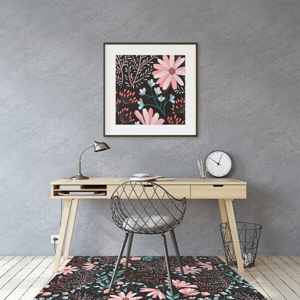 Office chair floor protector vintage flowers