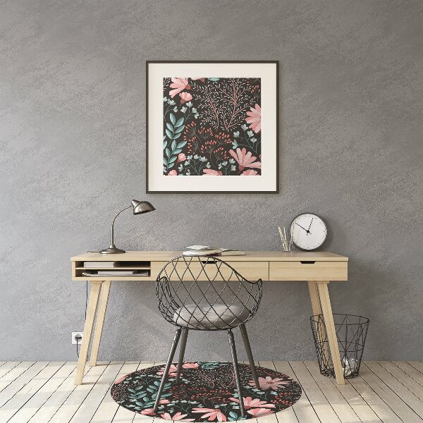 Office chair floor protector vintage flowers