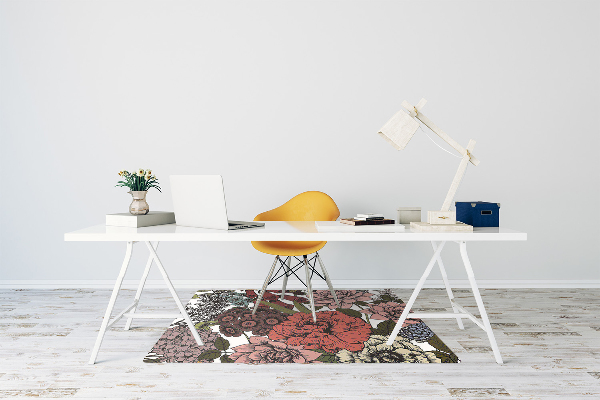 Office chair mat Autumn flowers