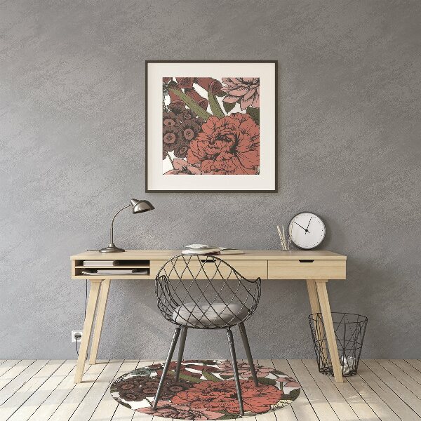 Office chair mat Autumn flowers