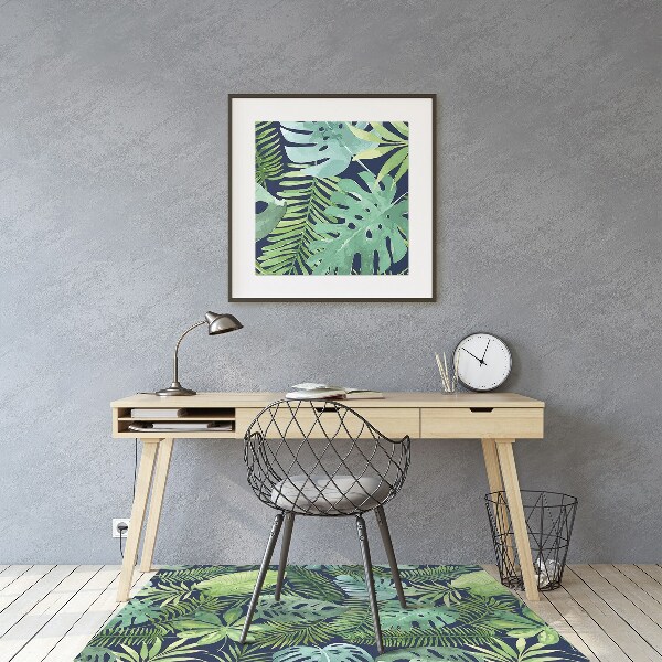 Office chair mat exotic leaves