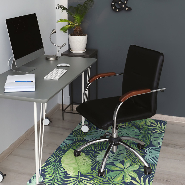 Office chair mat exotic leaves