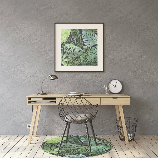 Office chair mat exotic leaves