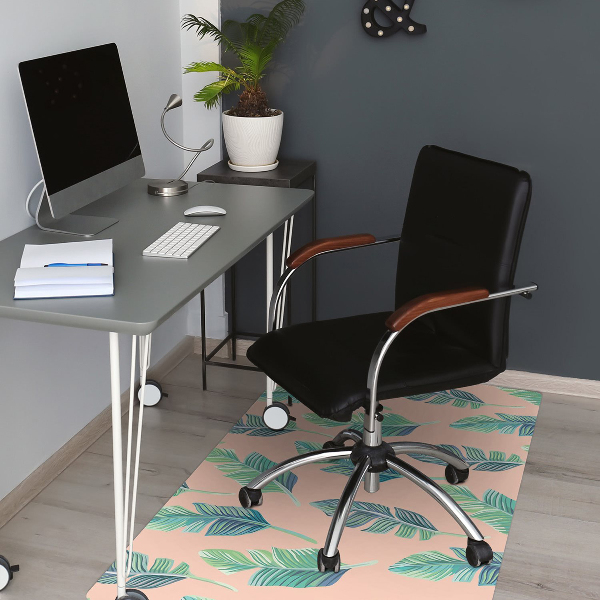 Office chair mat peach leaves