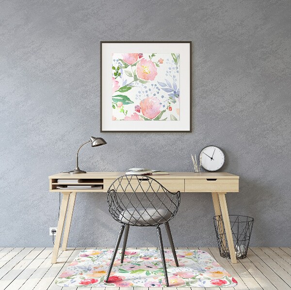 Office chair floor protector flowers pastels