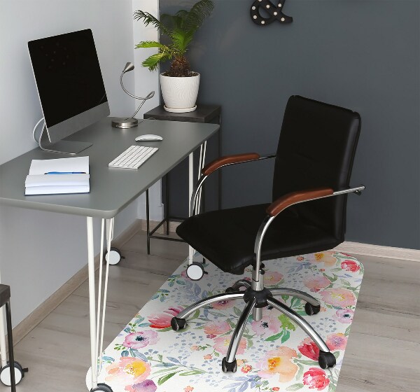 Office chair floor protector flowers pastels
