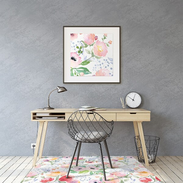 Office chair floor protector flowers pastels