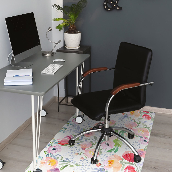 Office chair floor protector flowers pastels