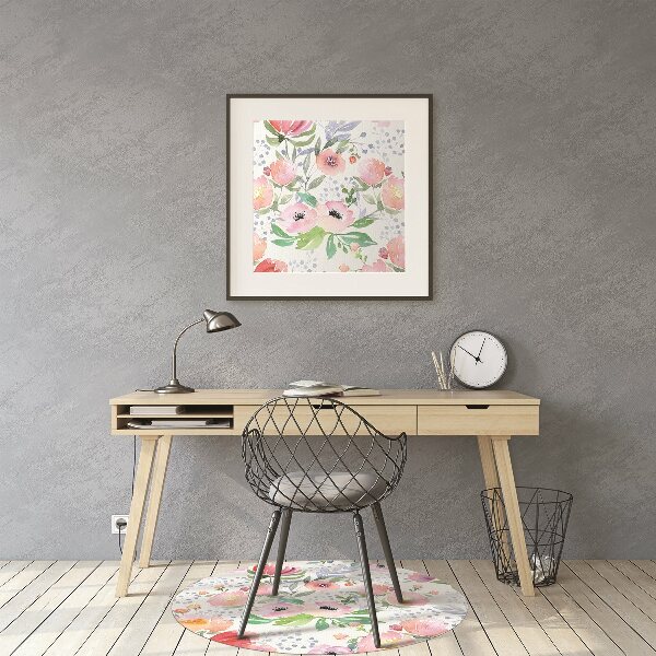 Office chair floor protector flowers pastels