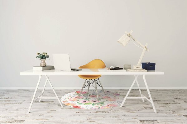 Office chair floor protector flowers pastels