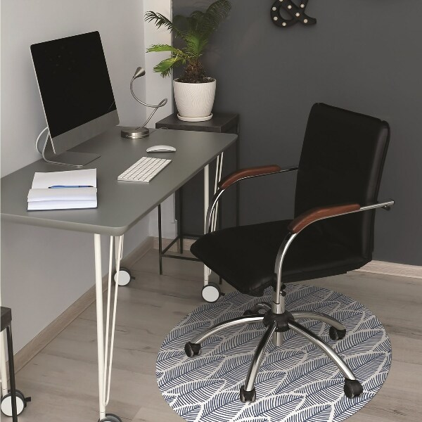 Office chair mat blue leaves