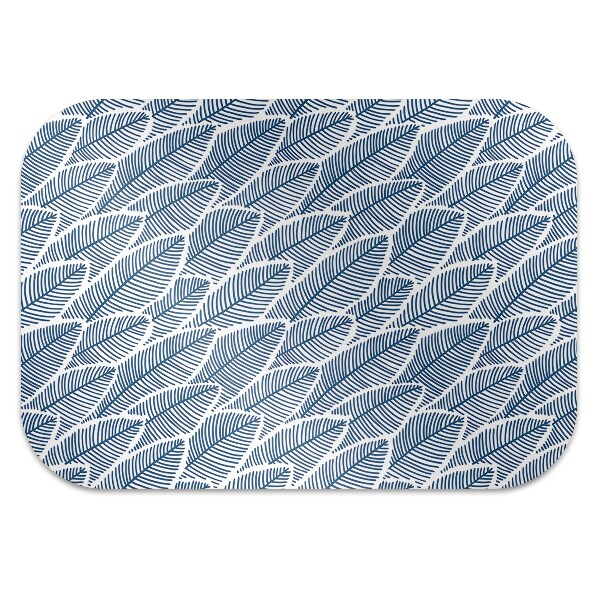 Office chair mat blue leaves
