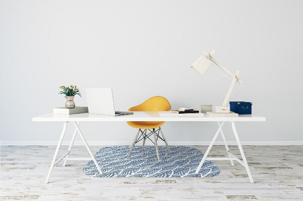 Office chair mat blue leaves