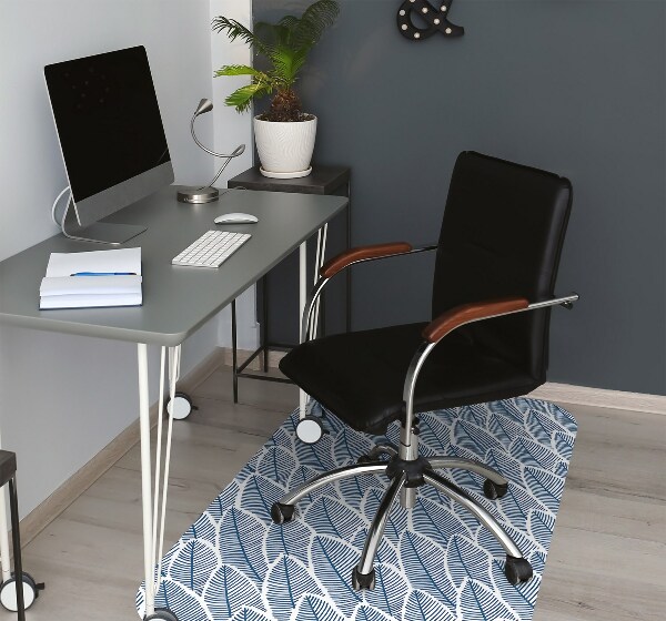 Office chair mat blue leaves