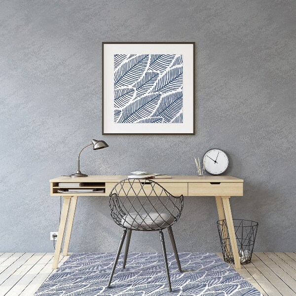 Office chair mat blue leaves