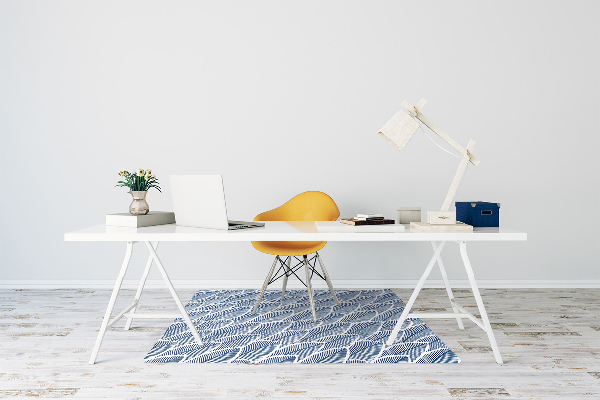 Office chair mat blue leaves