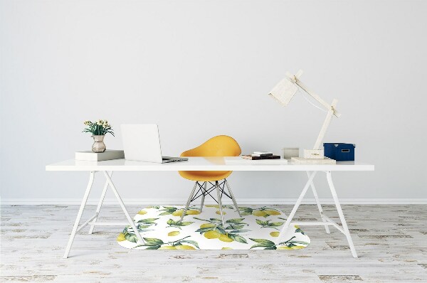 Desk chair mat yellow lemon