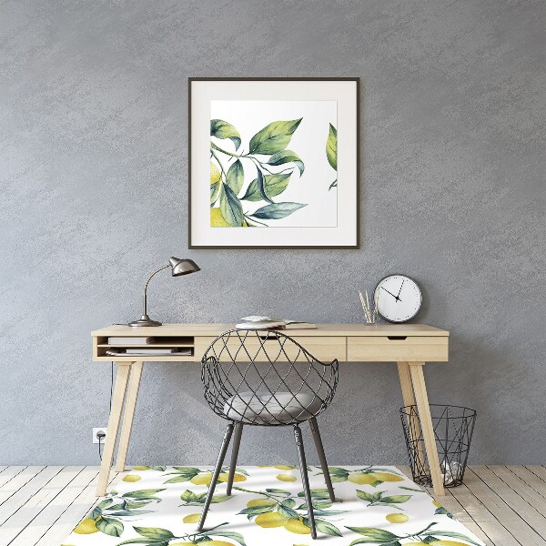 Desk chair mat yellow lemon