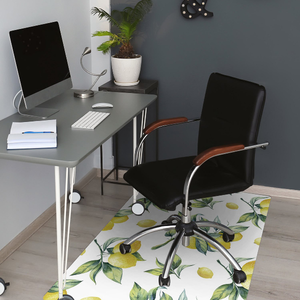 Desk chair mat yellow lemon
