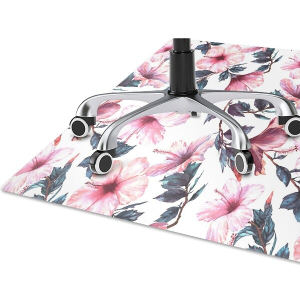 Chair mat floor panels protector hibiscus flowers