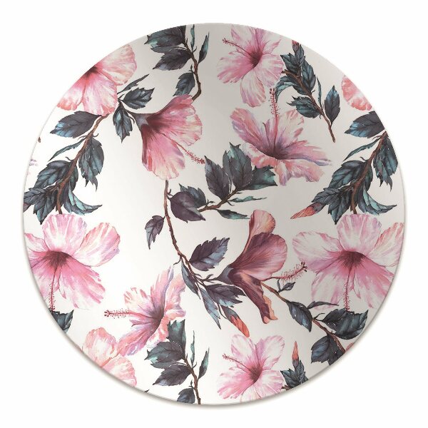 Chair mat floor panels protector hibiscus flowers