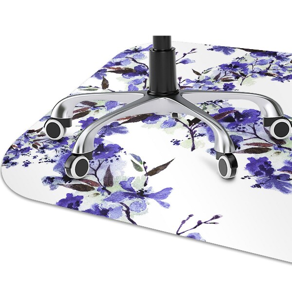 Office chair mat blue flowers