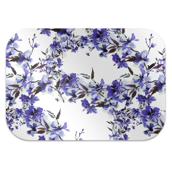 Office chair mat blue flowers