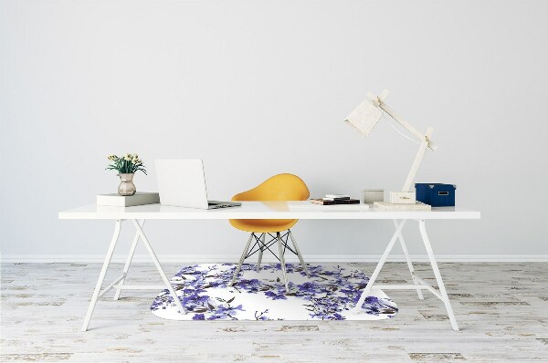 Office chair mat blue flowers