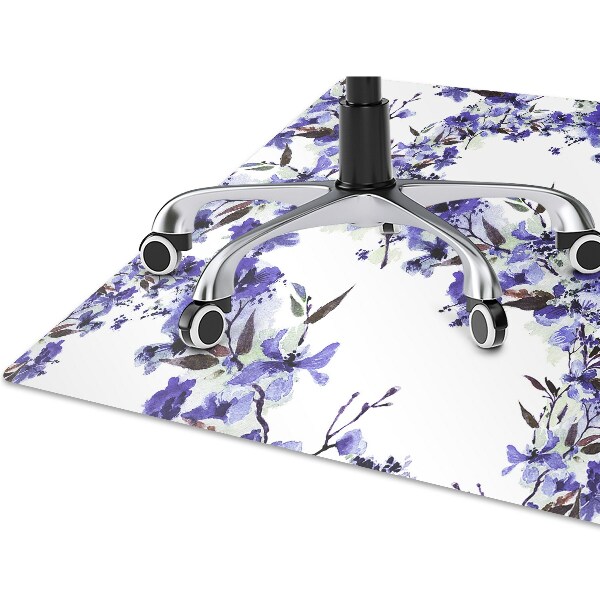 Office chair mat blue flowers