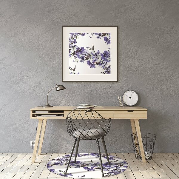 Office chair mat blue flowers